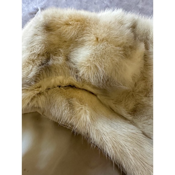 Vtg 50s 60s Cream Brown Set Back Collar Mink Coat M/S - Picture 11 of 12